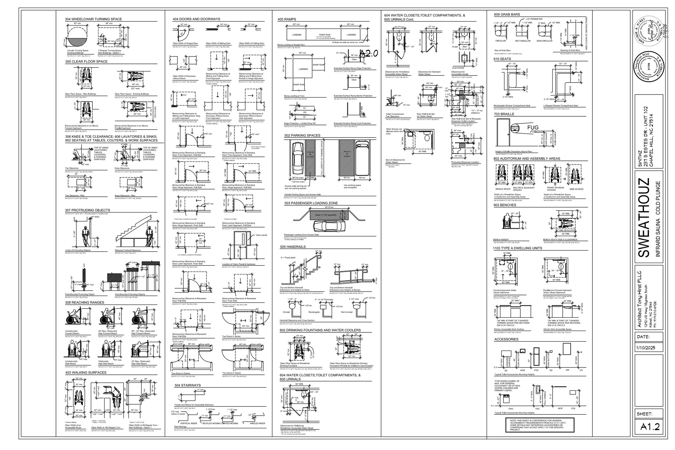 SWEATHOUZ accessibility details, sheet A1.2