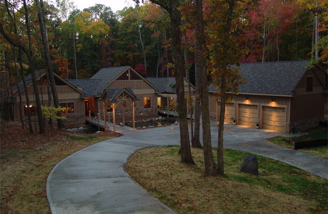 Woodland estate at dusk